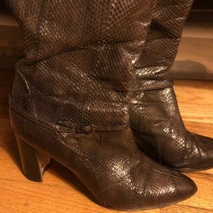 Manolo Blahnik Snakeskin Boots Size 38.5